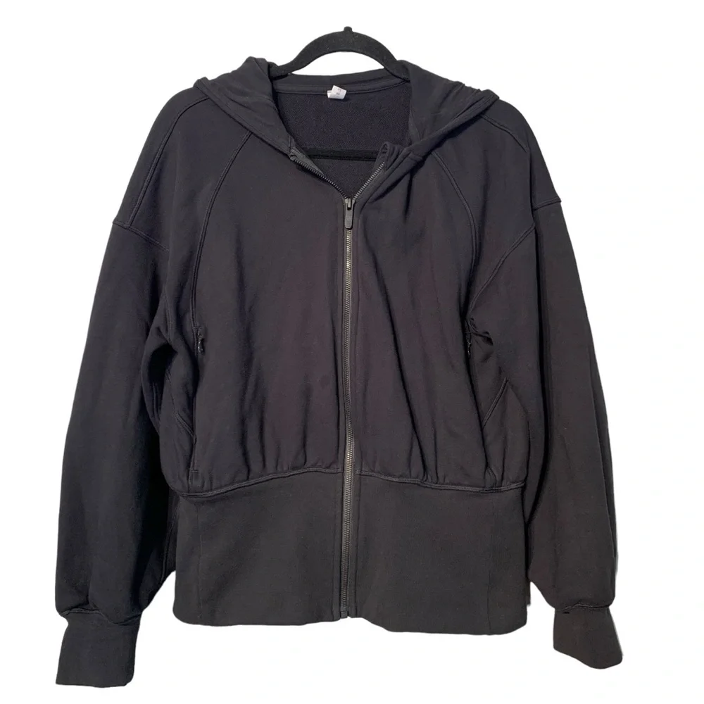 Lululemon Hugged Waist Zip Hoodie Black Cropped Jacket Size 8 - Picture 3 of 16